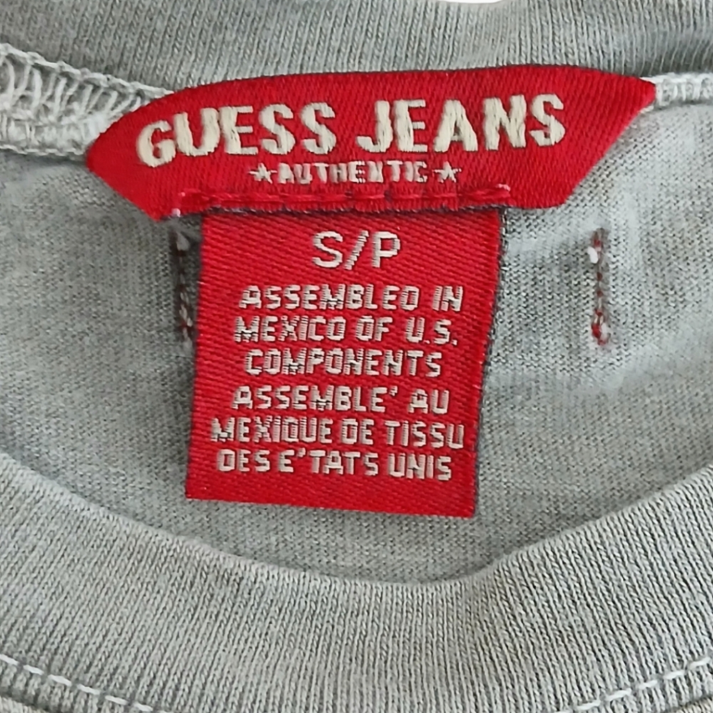 Vintage Guess Shrunken Pocket Tee Women's T-shirt Size Small Faded Olive Green - Picture 9 of 10